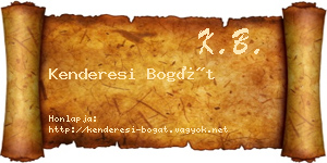 Kenderesi Bogát névjegykártya